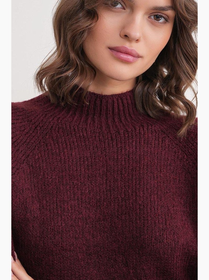 Camisola de malha com meio gola alta mixray Vermelho bordô - Kiabi