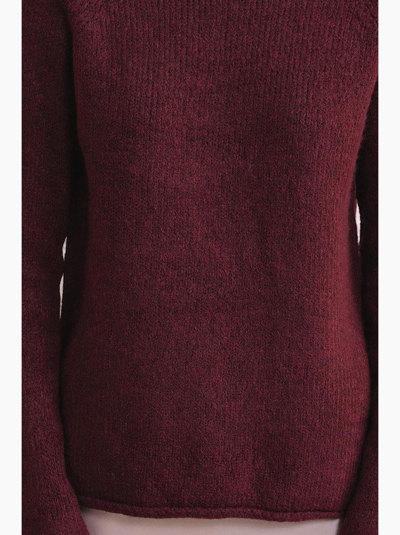 Camisola de malha com meio gola alta mixray Vermelho bordô - Kiabi