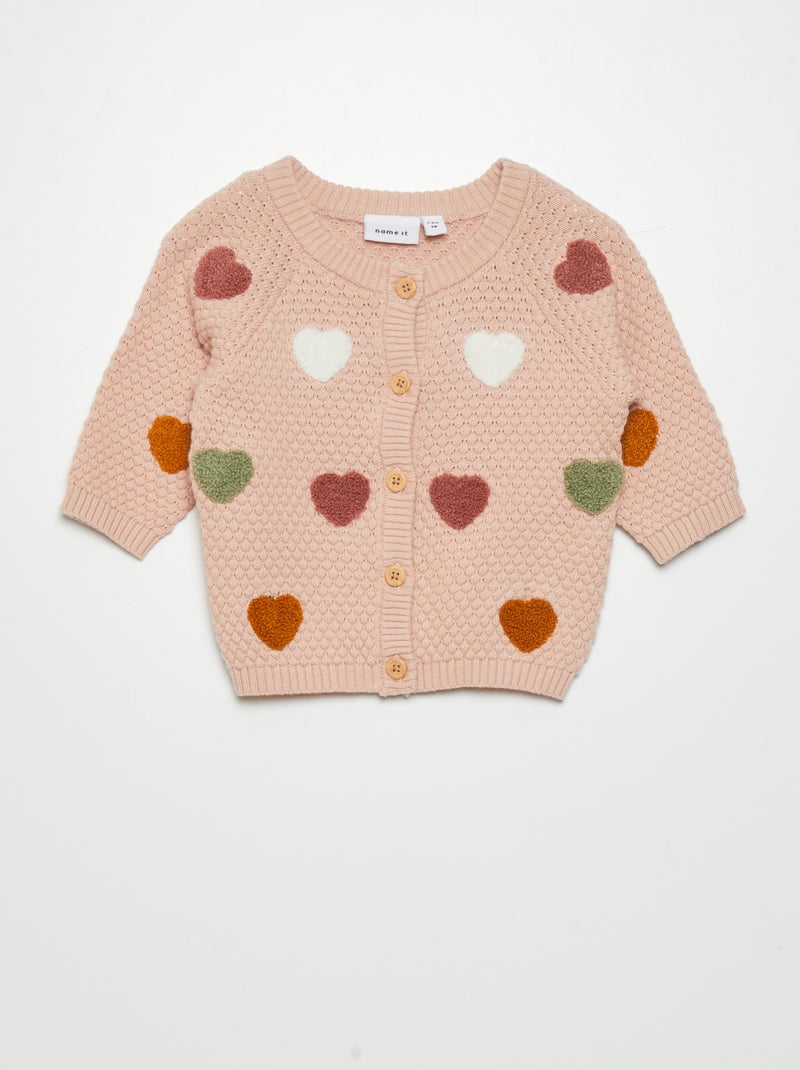 Camisola de malha com motivo 'coração' ROSA - Kiabi