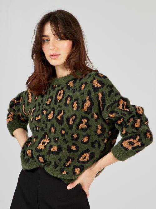Camisola de malha com motivo 'leopardo' - Kiabi
