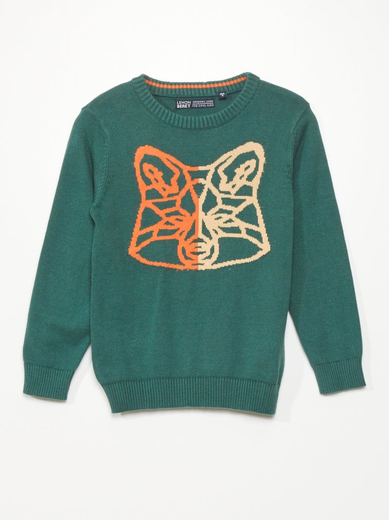 Camisola de malha com motivo 'raposa' VERDE - Kiabi