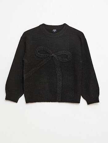 Camisola de malha com nó de malha torcida na frente