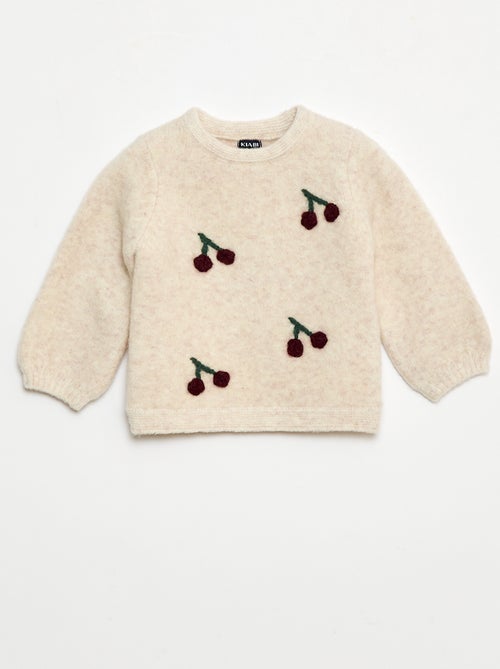 Camisola de malha com padrão de cereja em relevo - Kiabi