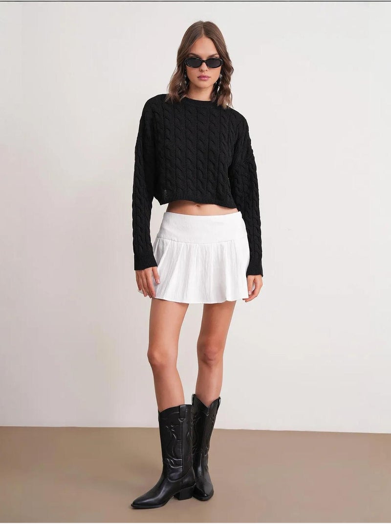 Camisola de malha com padrão de tranças e decote redondo mixray Preto - Kiabi