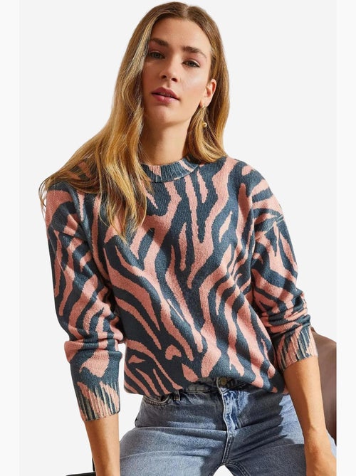 Camisola de malha com padrão e decote redondo lucci - Kiabi Camisola de malha com padrão e decote redondo lucci - Kiabi