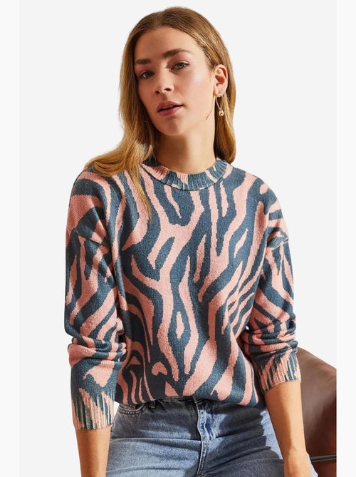 Camisola de malha com padrão e decote redondo lucci - Kiabi Camisola de malha com padrão e decote redondo lucci - Kiabi