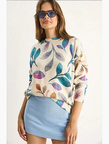 Camisola de malha com padrão e decote redondo lucci