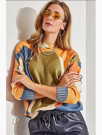 Camisola de malha com padrão e decote redondo lucci