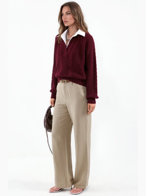 Camisola de malha com padrão e gola de camisa hiccup - Kiabi