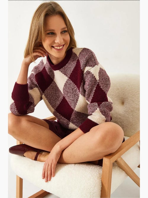 Camisola de malha com padrão quadrado lucci - Kiabi Camisola de malha com padrão quadrado lucci - Kiabi
