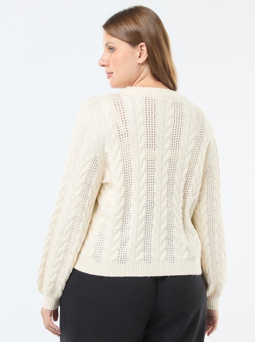 Camisola de malha com torças e detalhes abertos com gola redonda - Kiabi