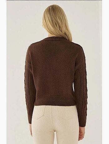 Camisola de malha com trança de cabelo e decote em v hiccup