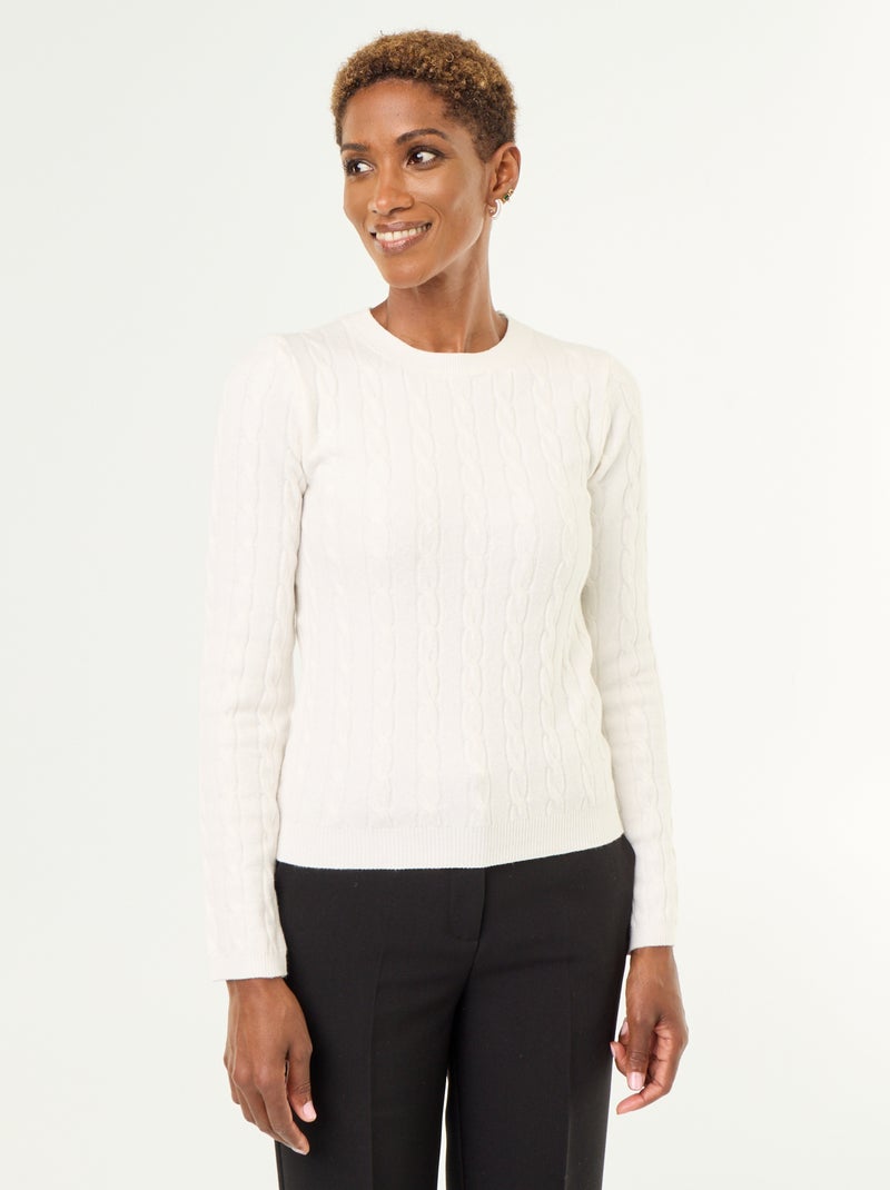 Camisola de malha com tranças Branco - Kiabi