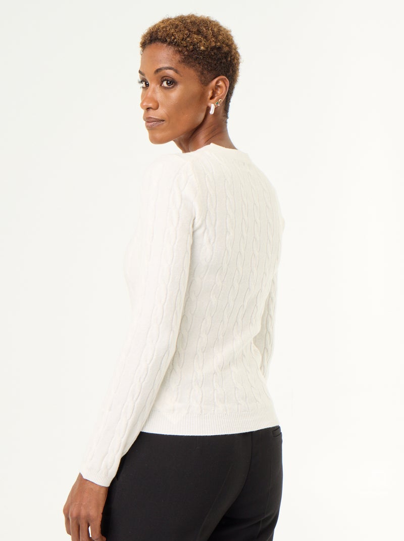 Camisola de malha com tranças Branco - Kiabi