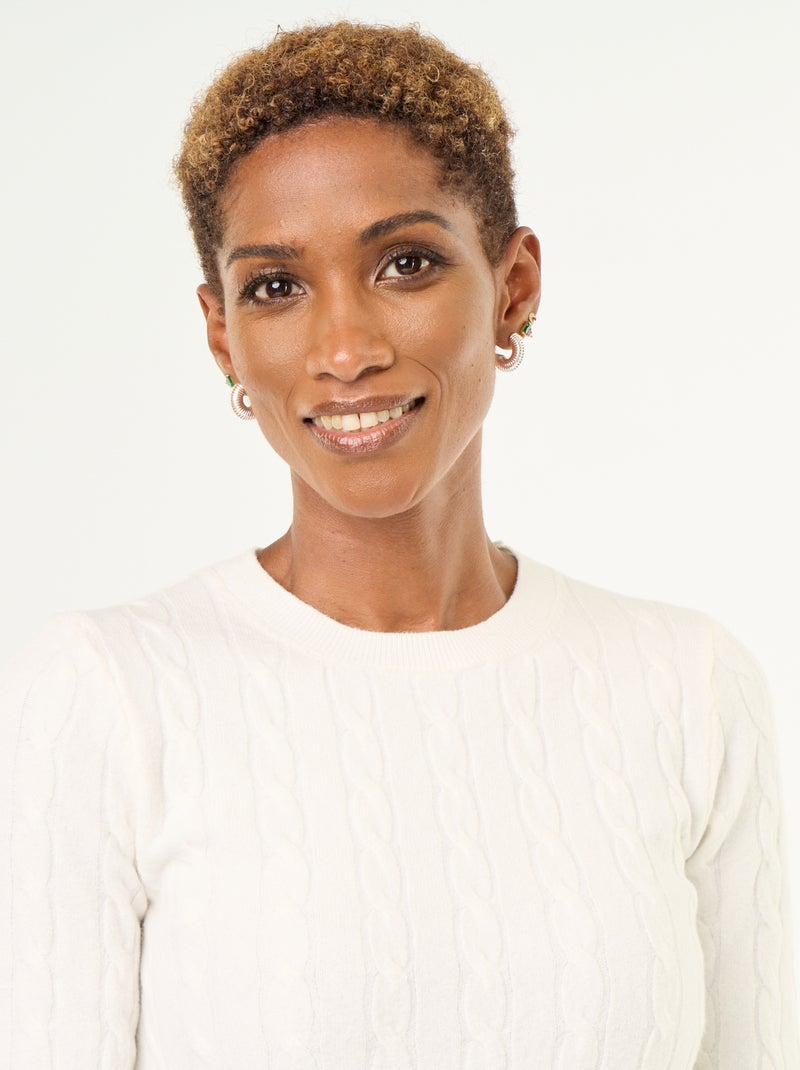 Camisola de malha com tranças Branco - Kiabi