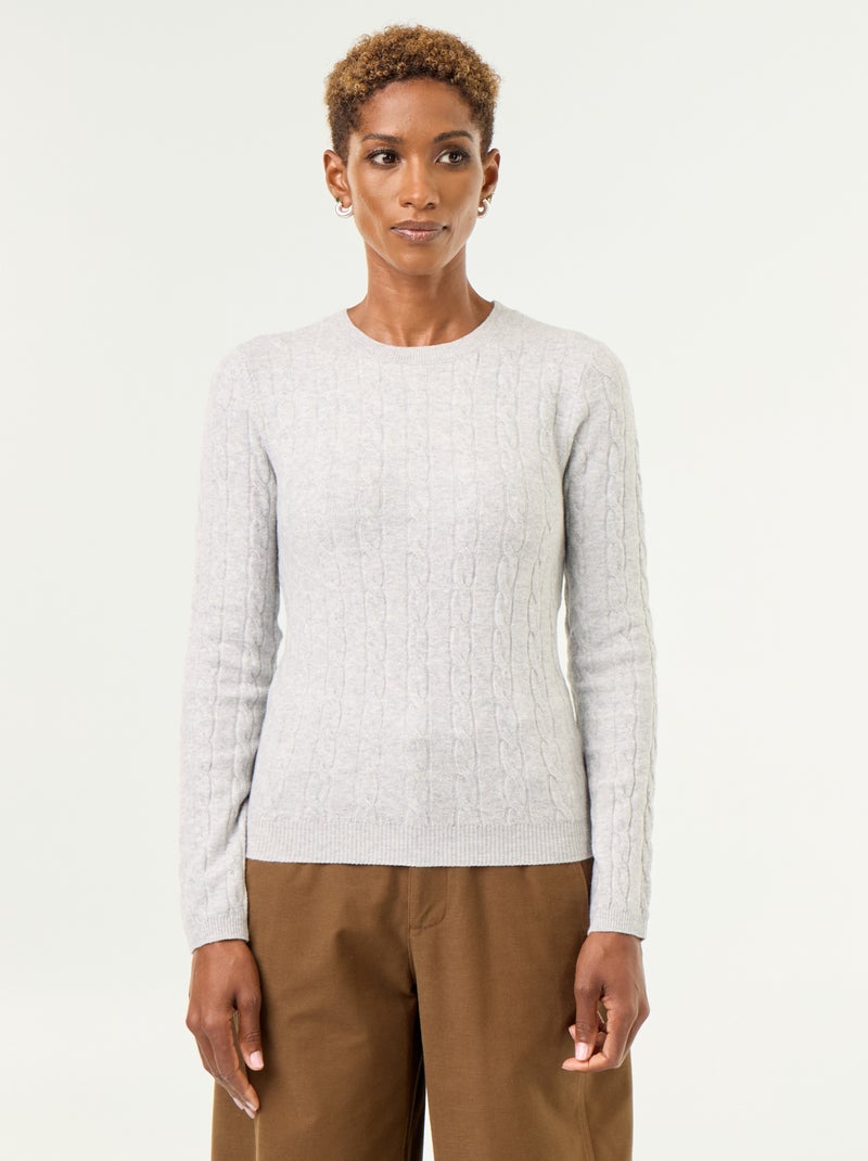 Camisola de malha com tranças Cinza - Kiabi