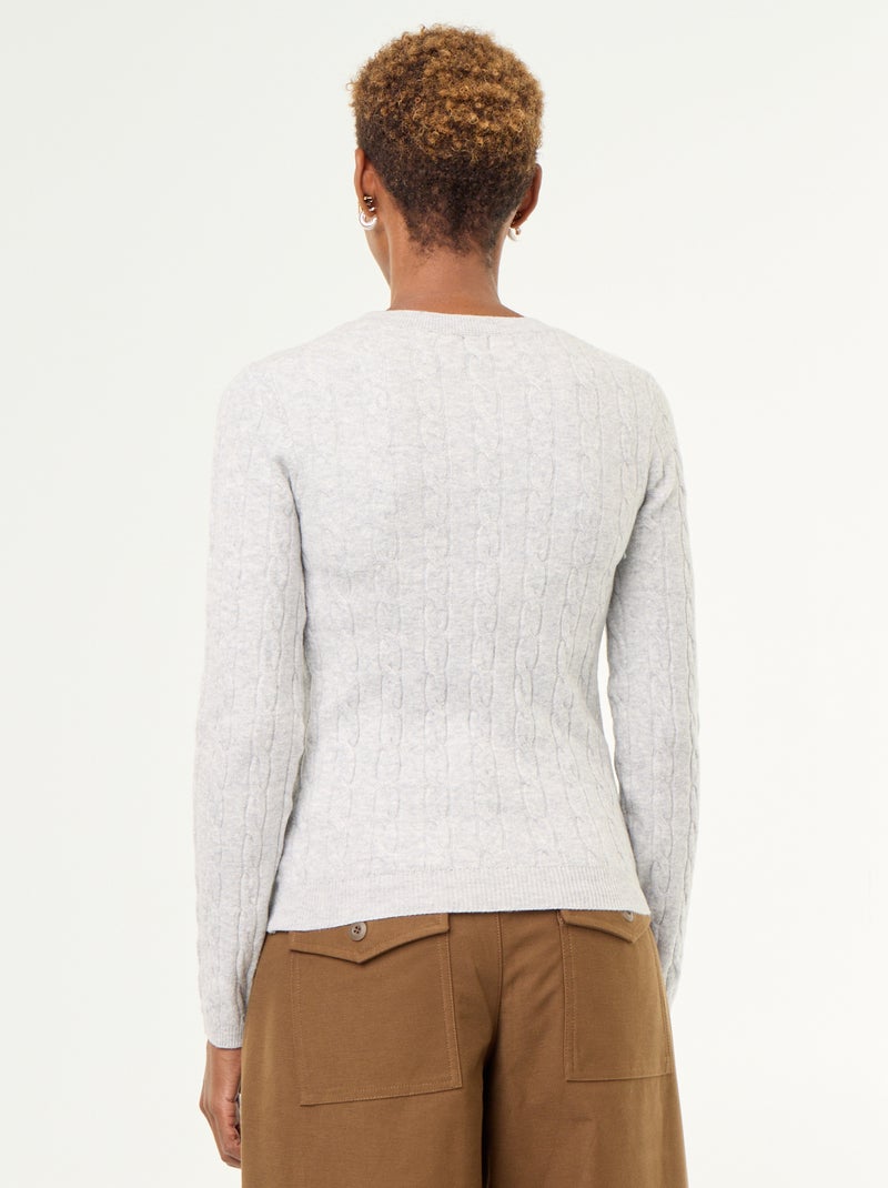 Camisola de malha com tranças Cinza - Kiabi