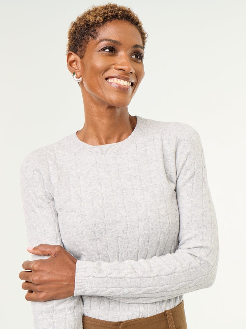 Camisola de malha com tranças Cinza - Kiabi