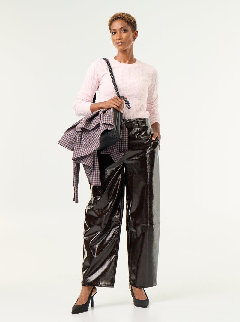 Camisola de malha com tranças Rosa - Kiabi