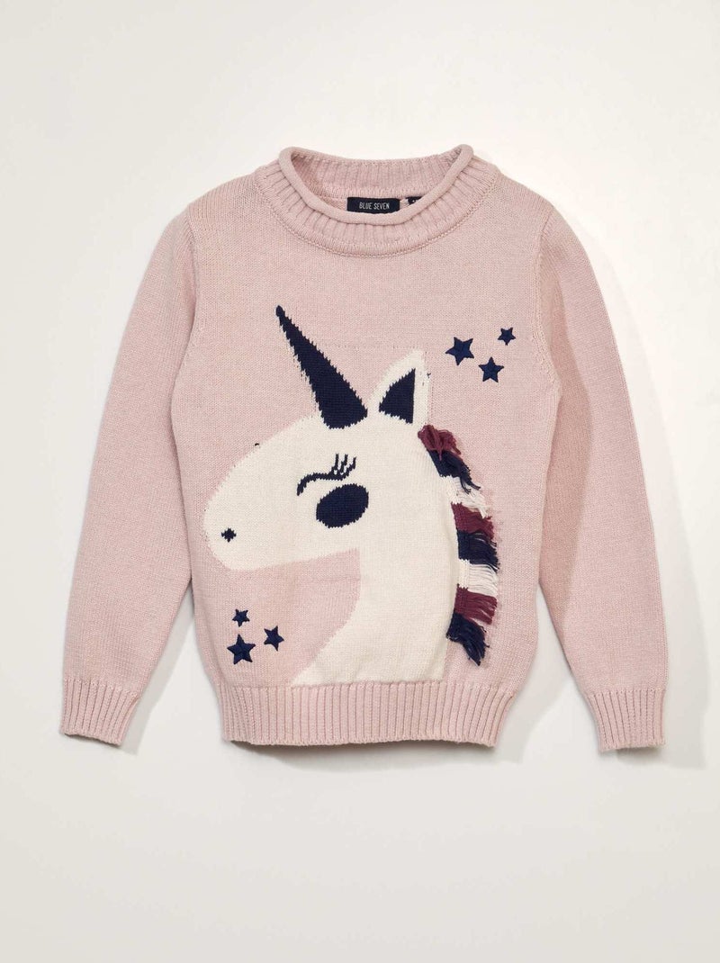 Camisola de malha com unicórnio ROSA - Kiabi