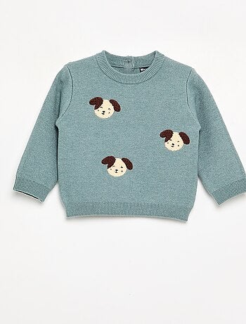 Camisola de malha compacta com bordados de animais