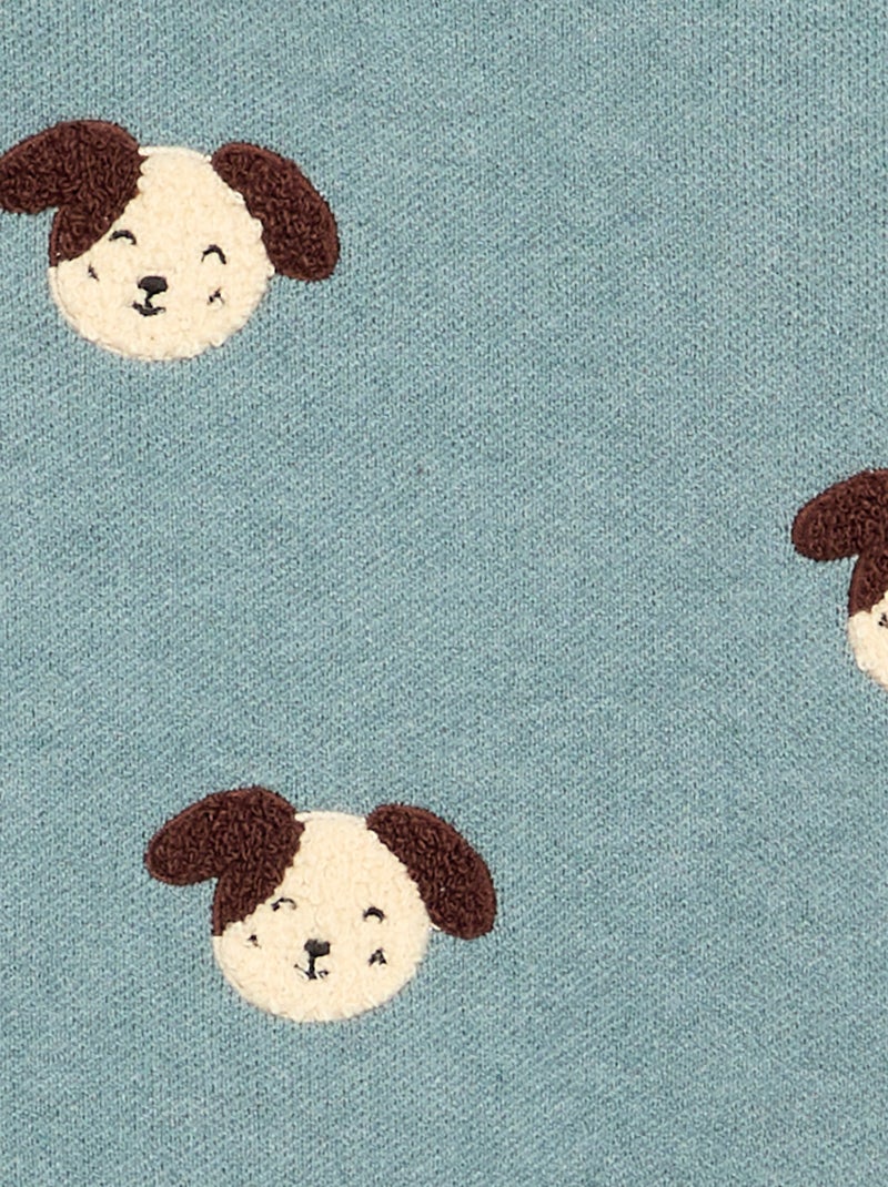 Camisola de malha compacta com bordados de animais Azul - Kiabi