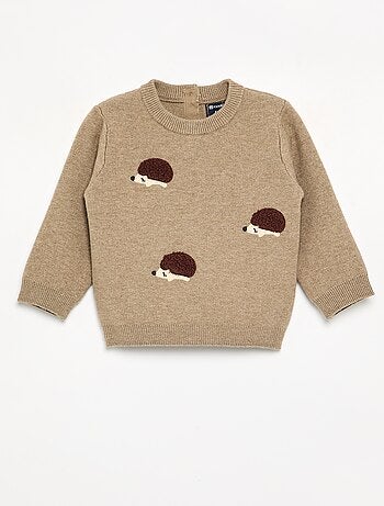 Camisola de malha compacta com bordados de animais