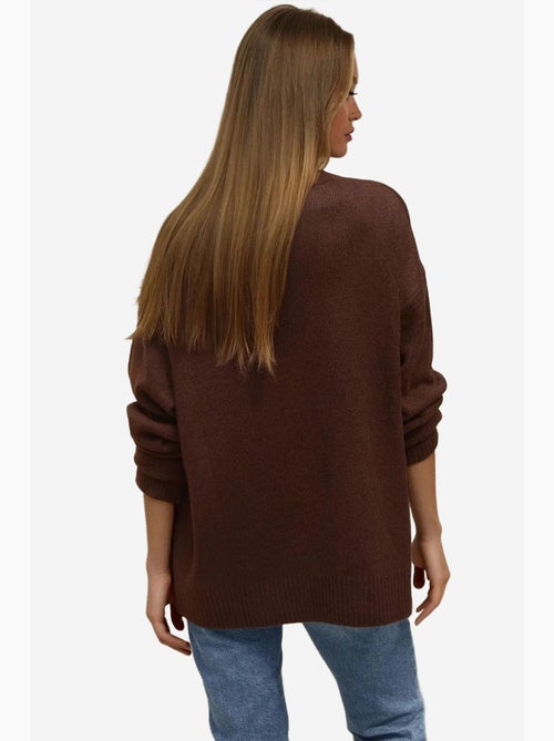 Camisola de malha confortável com gola redonda hiccup - Kiabi