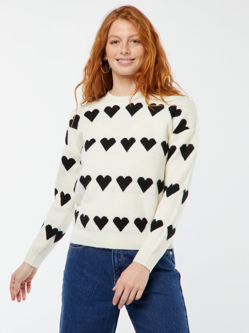Camisola de malha 'coração' BEGE - Kiabi