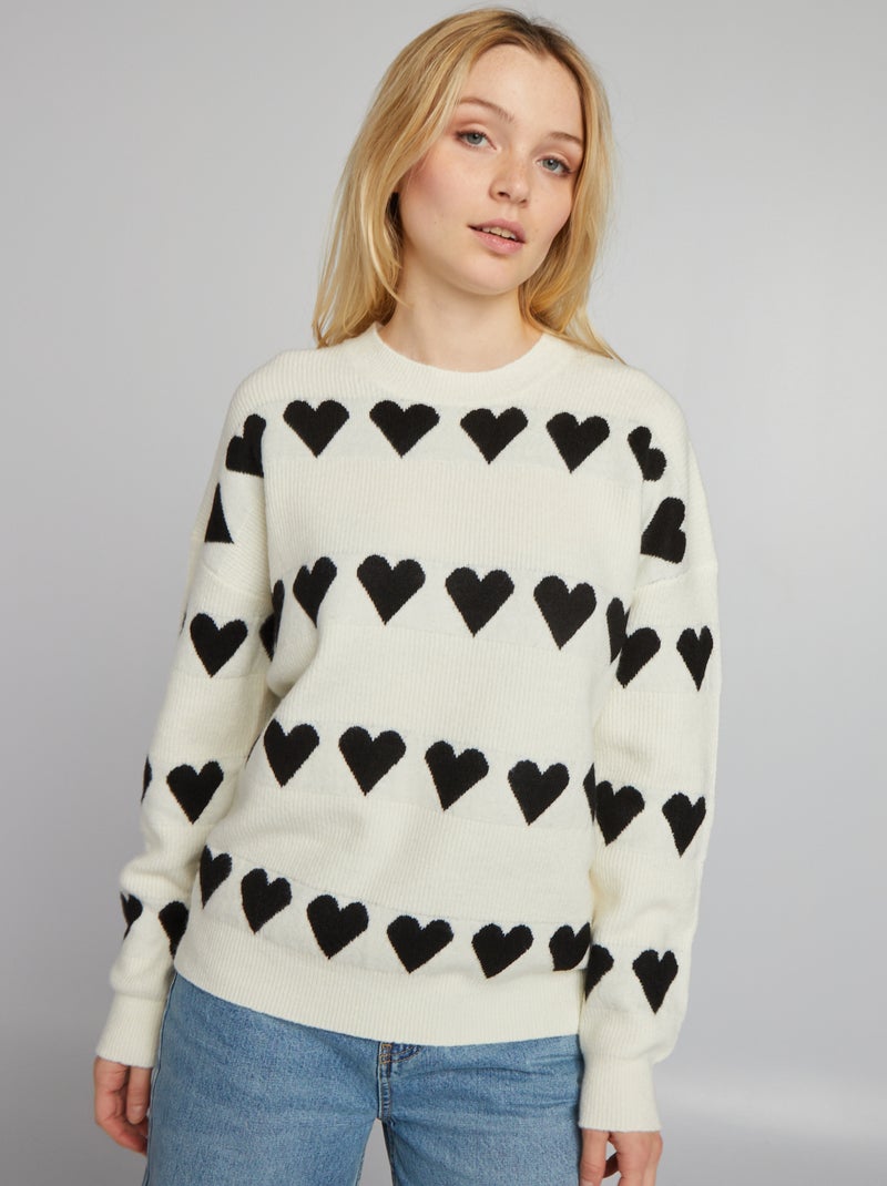 Camisola de malha 'coração' BEGE - Kiabi