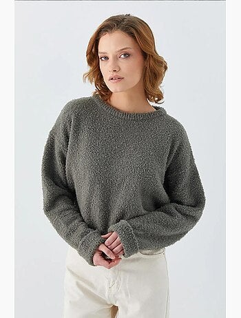 Camisola de malha curta com textura felpuda mixray