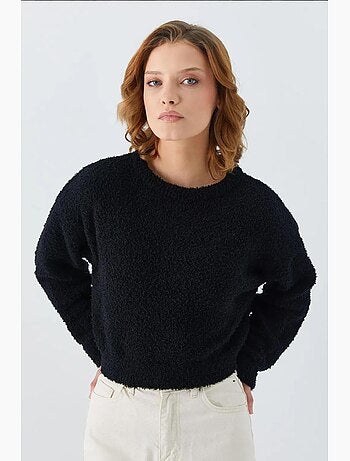 Camisola de malha curta com textura felpuda mixray