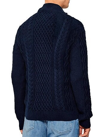 Camisola de malha de cabo para homem tommy hilfiger azul-marinho