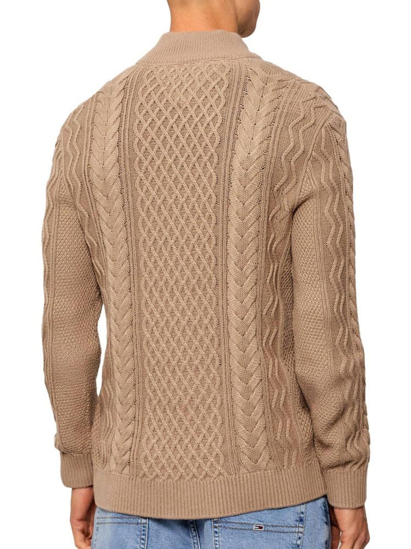 Camisola de Malha de Cabo Tommy Hilfiger Castanha para Homem Castanho-capuccino - Kiabi