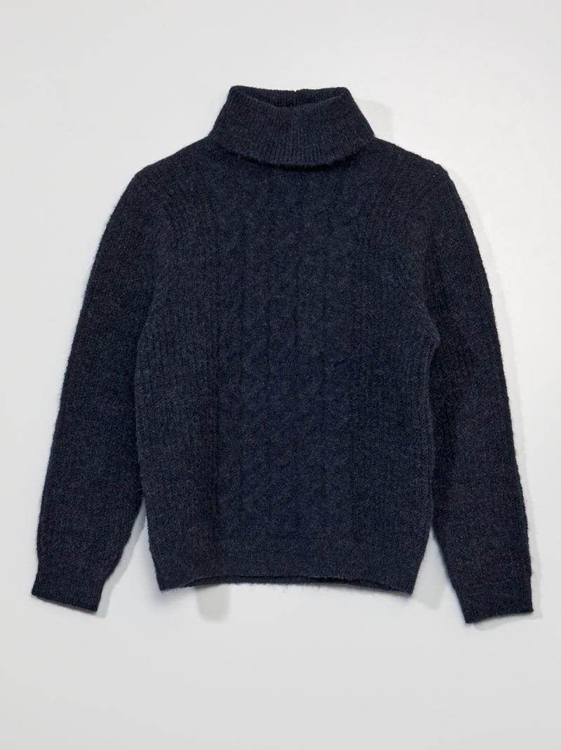 Camisola de malha de gola alta AZUL - Kiabi