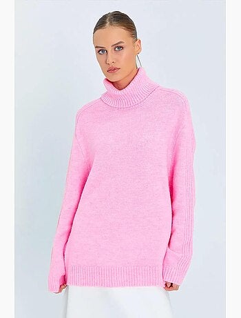 Camisola de malha de gola alta de corte largo mixray