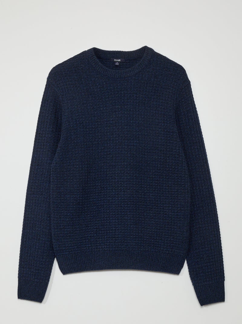 Camisola de malha de gola redonda AZUL - Kiabi