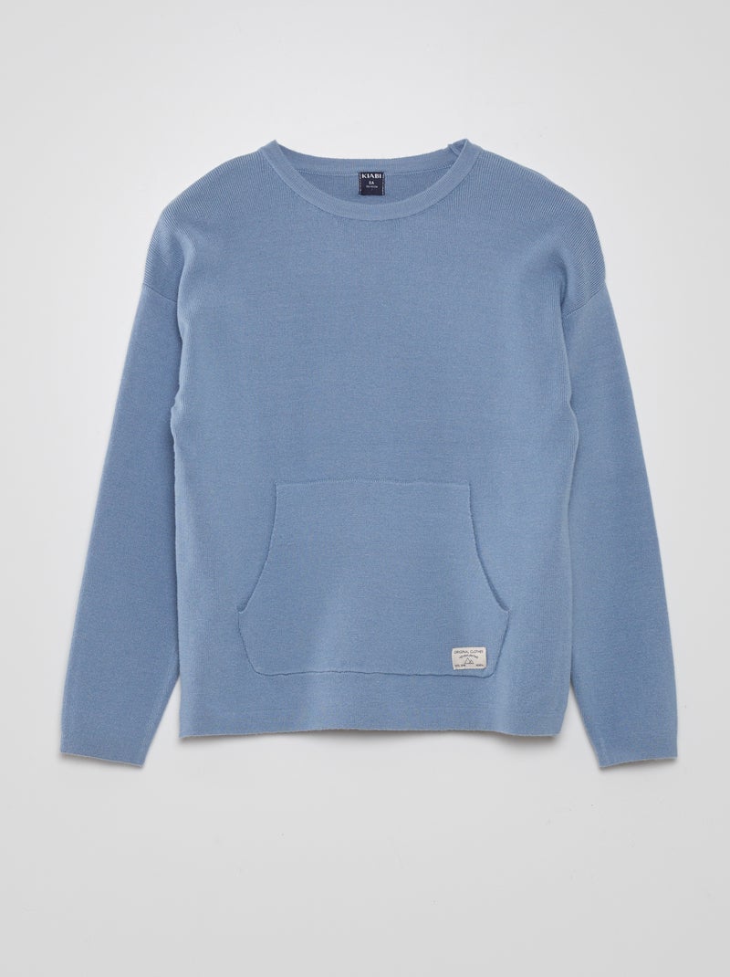Camisola de malha de gola redonda AZUL - Kiabi