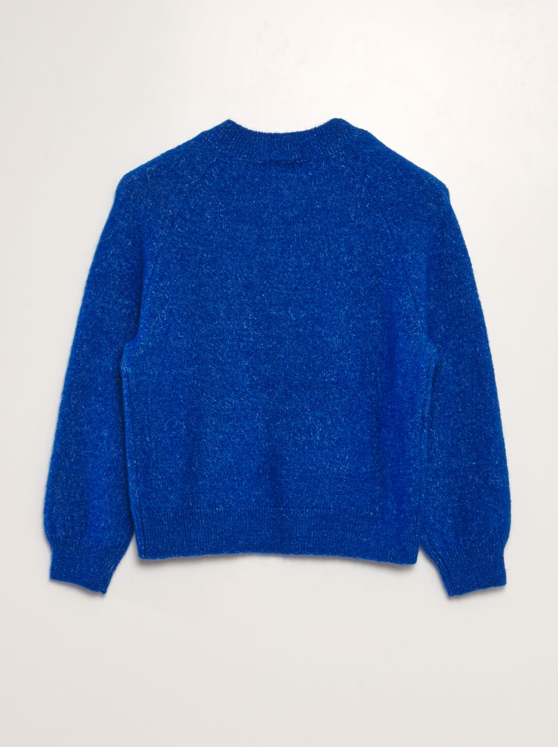 Camisola de malha de gola redonda Azul - Kiabi