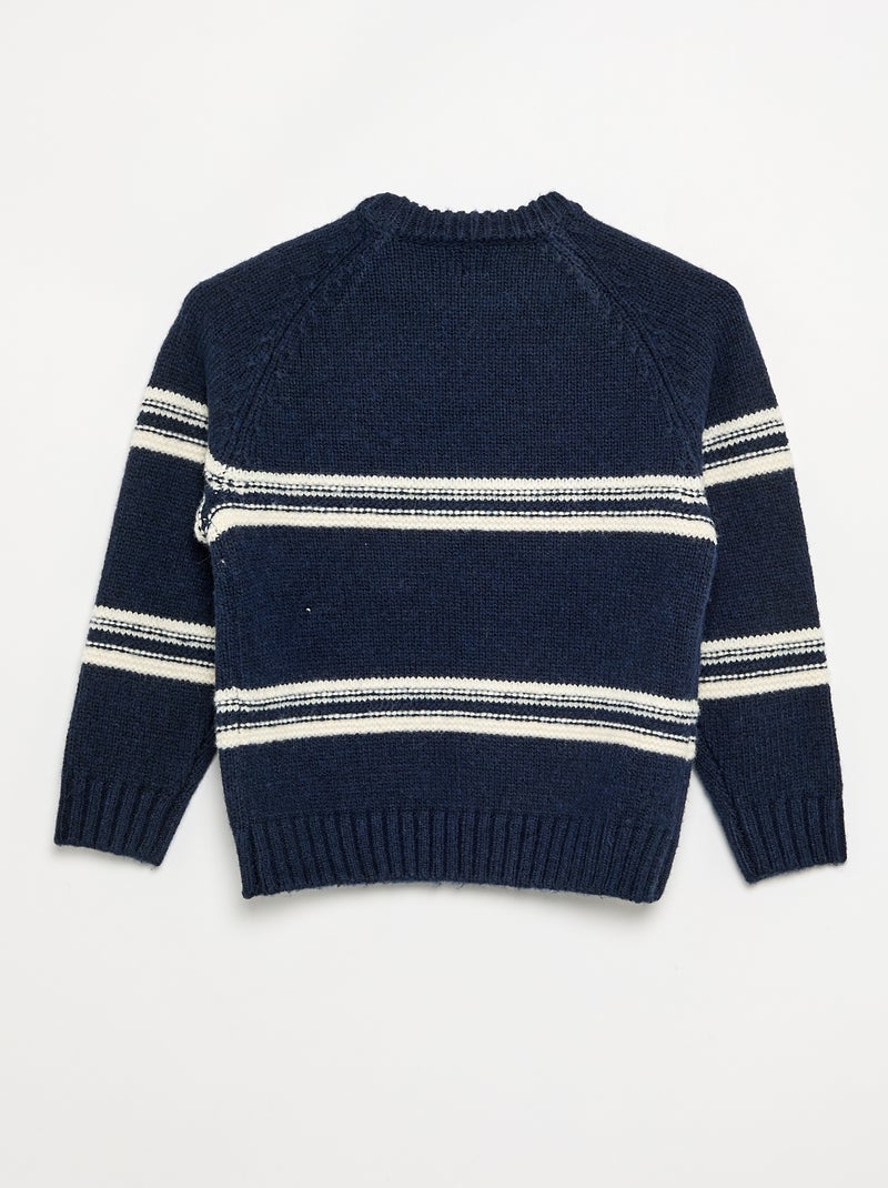 Camisola de malha de gola redonda Azul - Kiabi