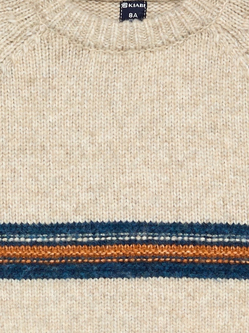 Camisola de malha de gola redonda Bege - Kiabi