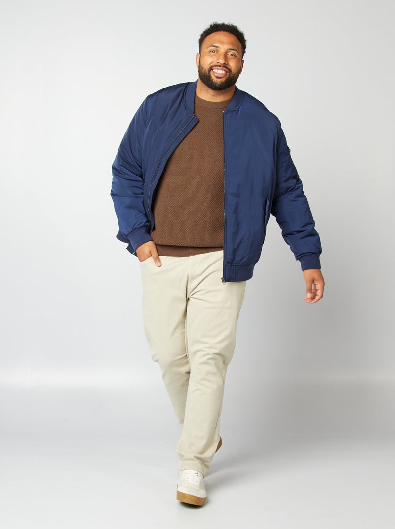 Camisola de malha de gola redonda CASTANHO - Kiabi