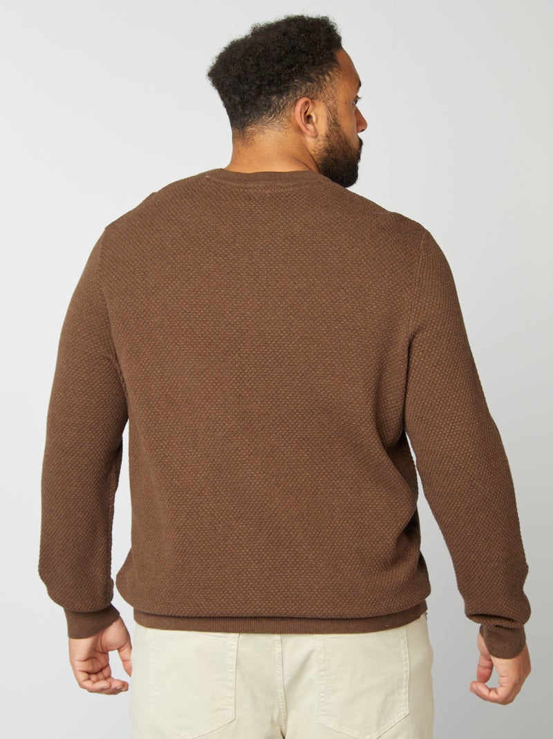 Camisola de malha de gola redonda CASTANHO - Kiabi