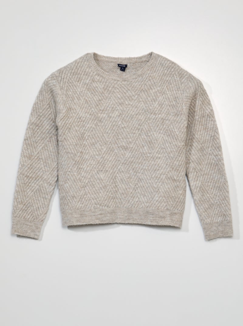 Camisola de malha de gola redonda CINZA - Kiabi