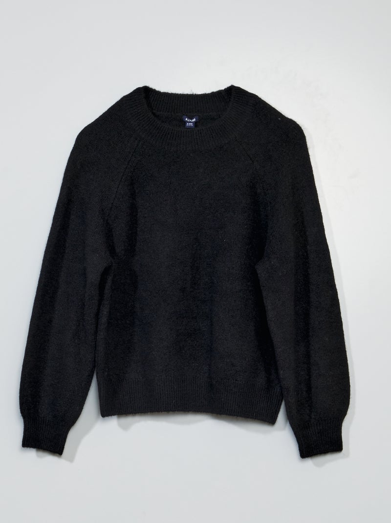 Camisola de malha de gola redonda Preto - Kiabi