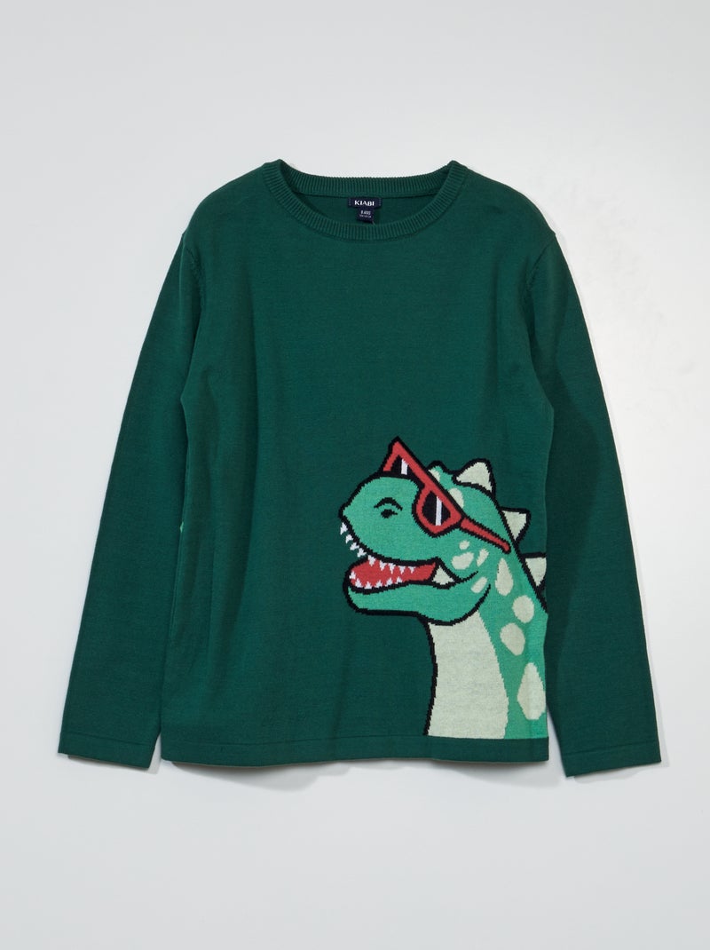 Camisola de malha de gola redonda VERDE - Kiabi