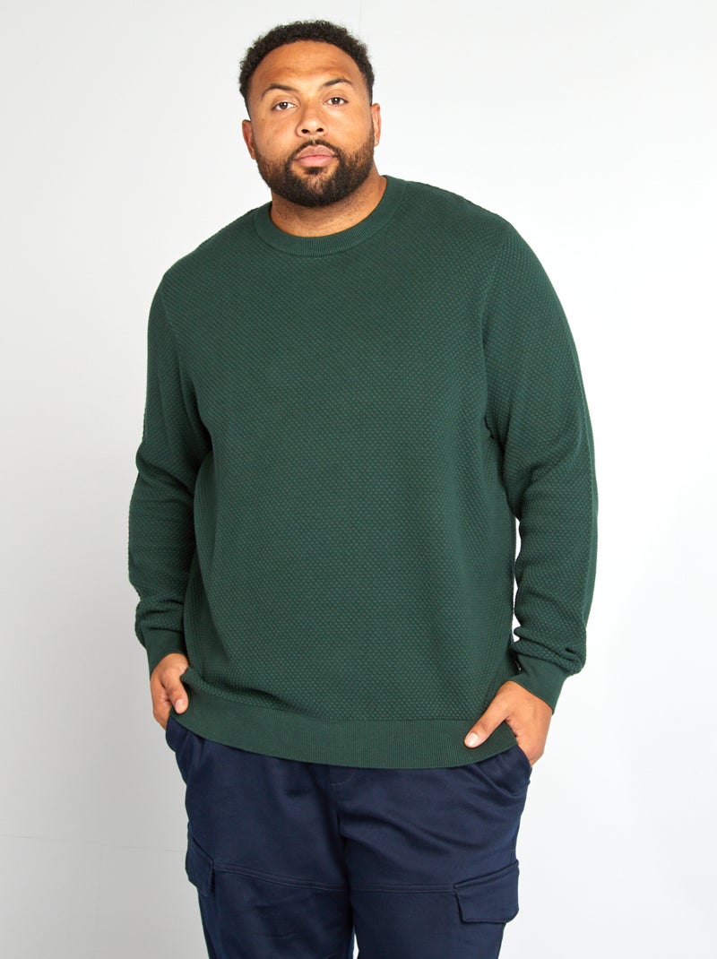 Camisola de malha de gola redonda VERDE - Kiabi