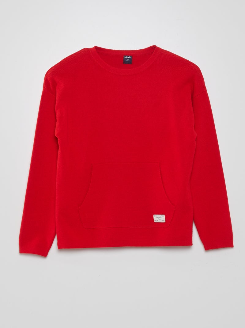 Camisola de malha de gola redonda VERMELHO - Kiabi