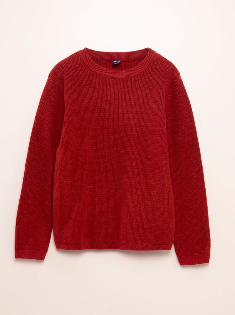 Camisola de malha de gola redonda VERMELHO - Kiabi