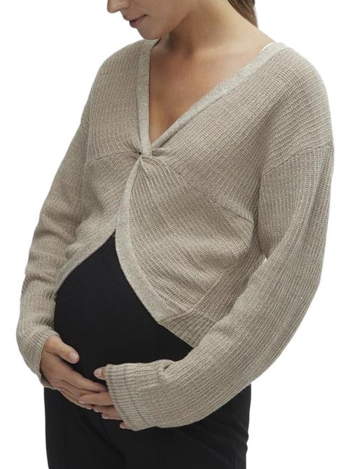 Camisola de Malha de Gravidez Bege para Mulher Mamalicious Lems - Kiabi Camisola de Malha de Gravidez Bege para Mulher Mamalicious Lems - Kiabi